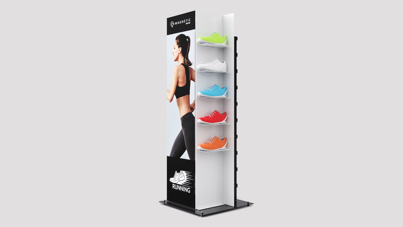 Totem espositore per calzature sportive